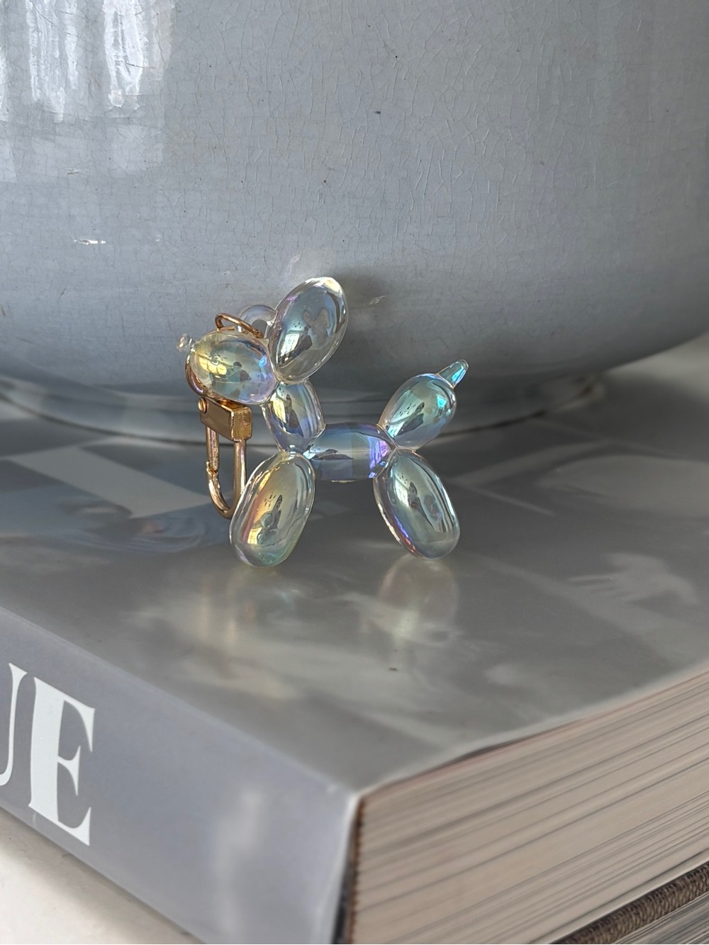 Balloon Dog Bag Charm Keychain Opalescent Aurora Borealis Finish - Picture 9 of 10